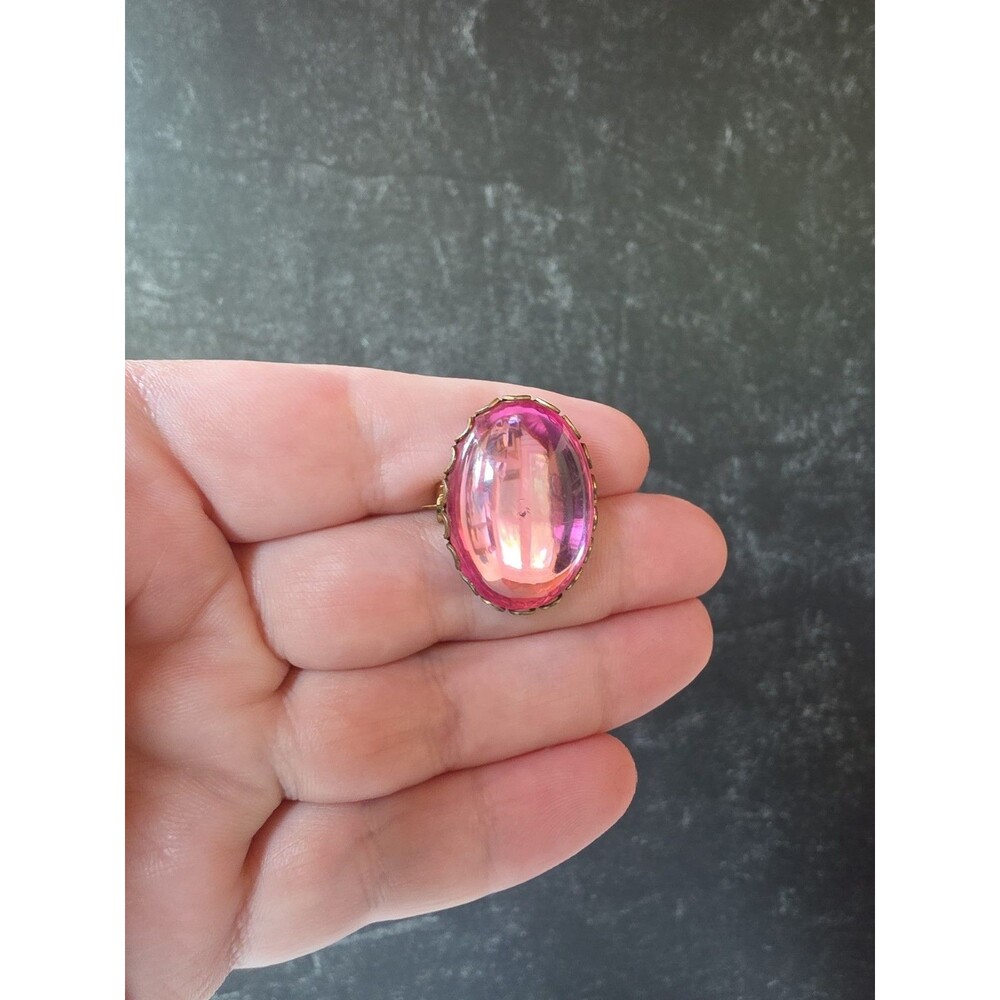 Pink Oval Brooch Vintage Costume Jewelry READ Description